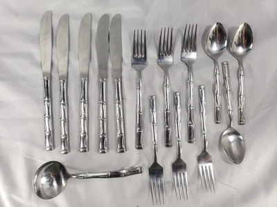 REED AND BARTON ROYAL BAMBOO 不锈钢 15 件 混合 批量 - 勺子刀叉 — 第 1/4 张图片