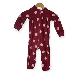 Carter's Kleinkind Mädchen burgunderrot gepunktet Fleece Overall Größe 24 Monate - Bild 1 von 6