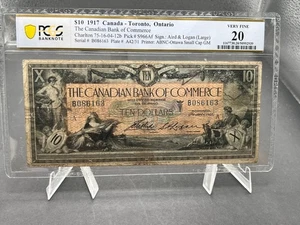 1917 Canadian Bank of Commerce $10 Bank Note Graded PCGS VF-20 SN#B086163 - Picture 1 of 5