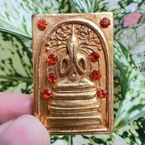 Phra Somdej Sum Chinnarat Pidta Buddha Amulet Orange Gemstone Decor Thai Buddha - Picture 1 of 6