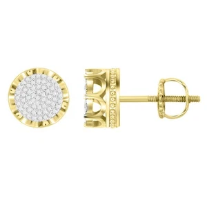 Ladies Stud Earrings 0.33ct Natural Round Diamond Yellow Gold Silver - Picture 1 of 1