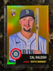 Topps 2022 cromo platino aniversario Cal Raleigh RC dorado SP 50/50 - Imagen 1 de 2