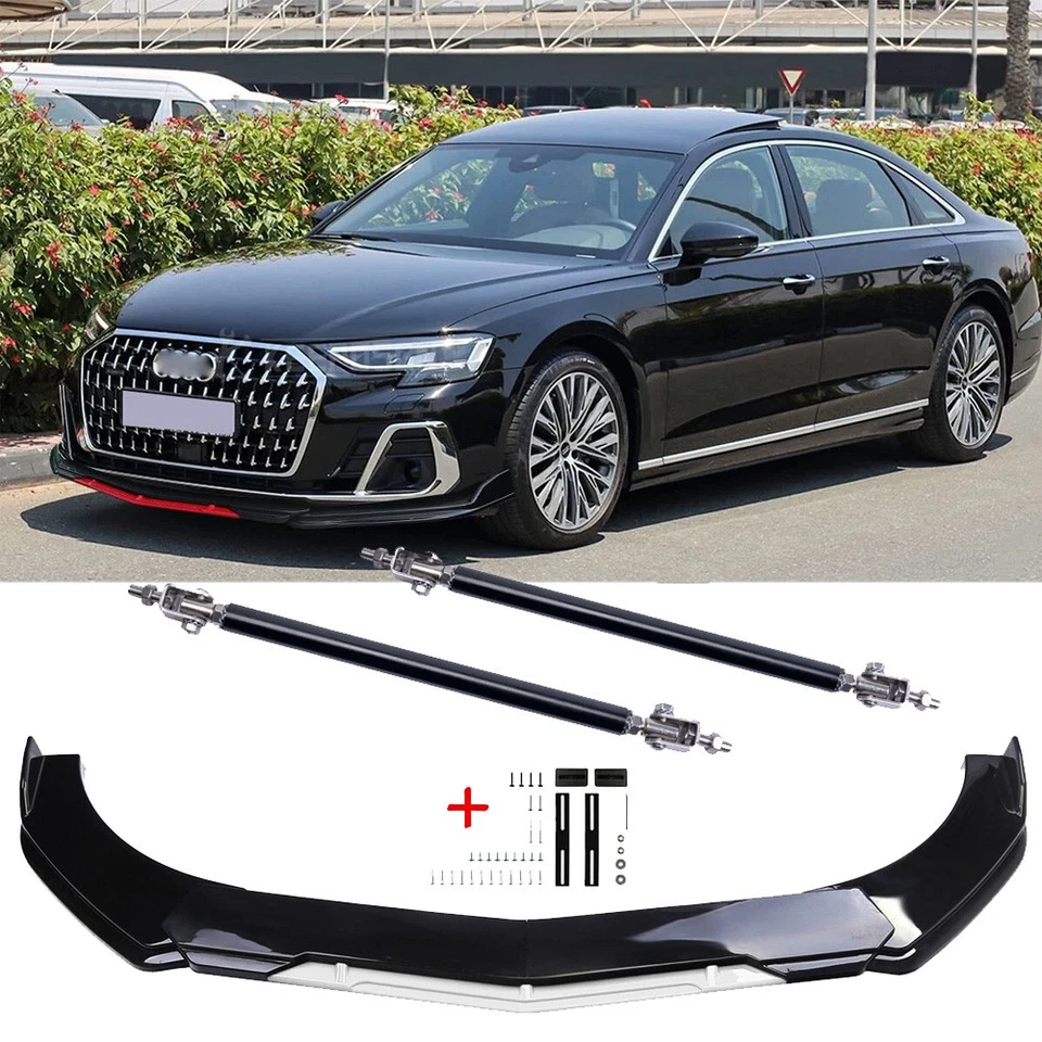 For Audi A8 A8L S8 Front Bumper Lip Splitter Sport Spoiler Black White Foto 1 de 4