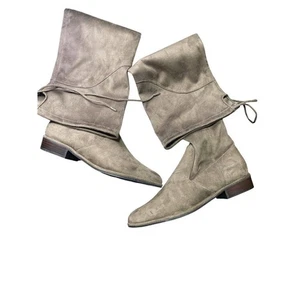 Marc Fisher Over The Knee Boots Women's Size 10W Wide Taupe Suede Leather - Picture 1 of 5