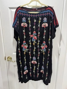 Abito tunica lungo nero Johnny Was con spacchi lunghi Emroidery prezzo al dettaglio consigliato $340 taglia XXL - Foto 1 di 9