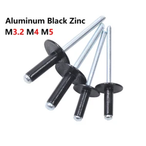 3,2 mm 4 mm 5 mm negro brida grande remaches cabeza cúpula aluminio - Imagen 1 de 4