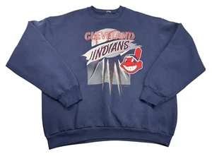 Cleveland Indians Chief Wahoo Logo Para Hombres L Azul Sudadera Pullover MLB Béisbol - Imagen 1 de 6