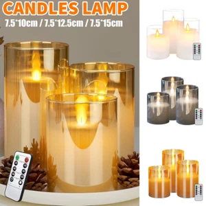 Pack of 3 Flameless Flickering Candle with Remote Realistic LED Fake Candles Set - Picture 1 of 16