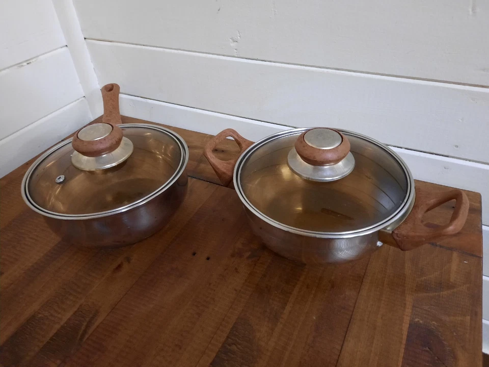 2 X Vintage Happy Princess 24ct Gold Stainless Steel Sauce Pans Pots Germany Lot - Image 1 of 4