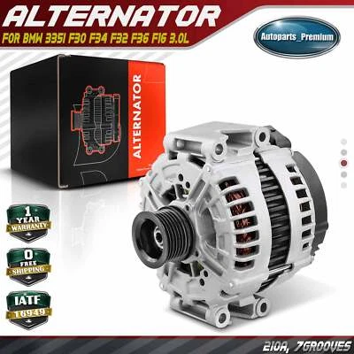 Alternator for BMW 335i F30 F34 F32 F36 F16 13-19 L6 3.0L 210 A/12 V CW 8 Groove - Image 1 of 4
