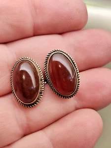 European Antique Natural Cognac Baltic Amber 875 Silver Cufflinks hallmark '875' - Picture 1 of 9