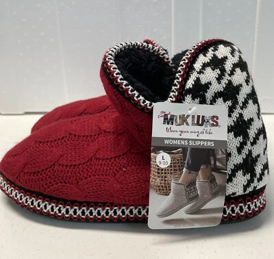 Zapatillas Muk Luk para mujer nuevas con etiquetas 9-10 carmesí/pata de gallo (Bama) Foto 1 de 4