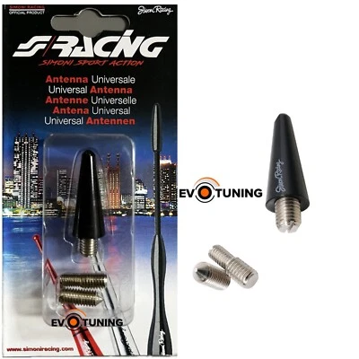 SIMONI RACING Stelo antenna auto radio mini universale nera 3 CM TOP BLACK - Immagine 1 di 4