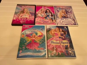 Barbie Lot of 5 - DVD Movie Collection - Magic Of The Rainbow - Princess Popstar - Picture 1 of 13