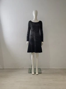 Peruvian Connection (S) Pima Cotton Dress UK 8 10 EU 36 38 Grey Black Fit Flare - Picture 1 of 15