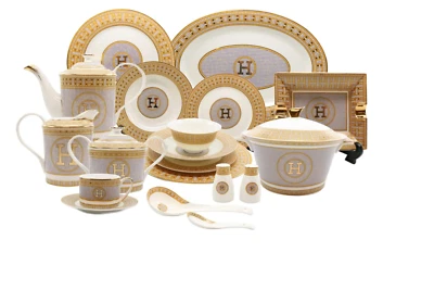 Juego de cena 'mosaico' de porcelana imperial 58 piezas, servicio de porcelana de hueso de lujo para 6 Foto 1 de 4