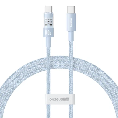 Baseus Transparent 100W Type C Cable For iPhone 15 USB C PD Fast Charging Charge - Image 1 of 4
