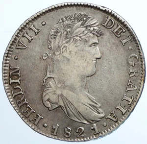 1821 Zs RG MEXICO SPAIN King FERDINAND VII Antique Silver 8 Reales Coin i109785 - Picture 1 of 3