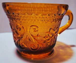 Vintage Indiana Tiara Glass "Amber Sandwich" Footed Cup - Depression Era Glass - Picture 1 of 4