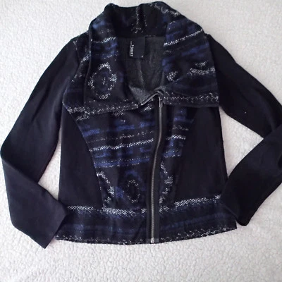 Chaqueta Blazer Dolan Hecha en EE. UU. Tejida Cremallera Talla S Negro Azul T3 Foto 1 de 4