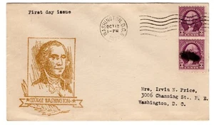 #722 Washington Coil 1932 FDC - Gorham Planty #2 Gold - Picture 1 of 2