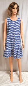 J.Crew NWT Womens Sleeveless  Size Medium Blue Ikat Print Shift Dress - Picture 1 of 4