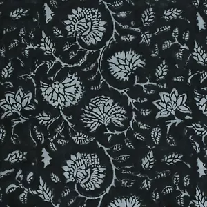 5 Yard Hand Block Flower Print Cotton Indian Natural Sanganeri Print Fabric - Picture 1 of 5