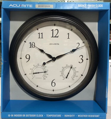 AcuRite Analog Clock Thermometer Hygrometer Oil-Rubbed Bronze 13 in. Dia - Image 1 of 2