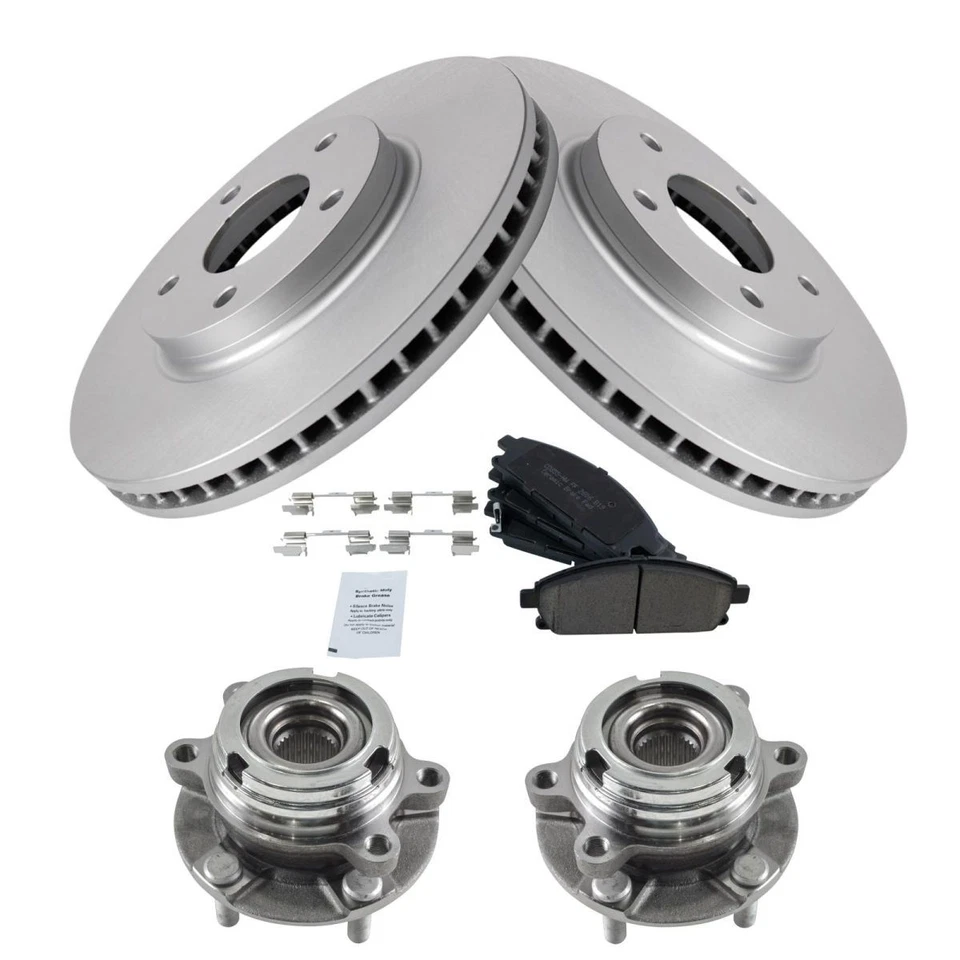 Front Ceramic Brake Pad Coated Rotor & Wheel Hub Bearing Kit for Nissan Van - Image 1 of 4