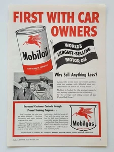 Pubblicità stampa rivista vintage Mobilgas Mobiloil 1951 lubrificazione motore manutenzione automatica - Foto 1 di 1