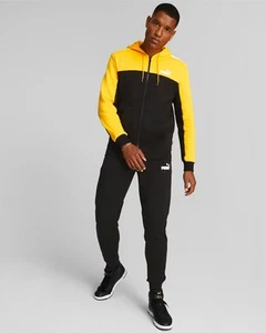 Tuta Intera Completa UOMO Puma Essentials Hoodie Colorblock Nero Giallo - Imagen 1 de 13