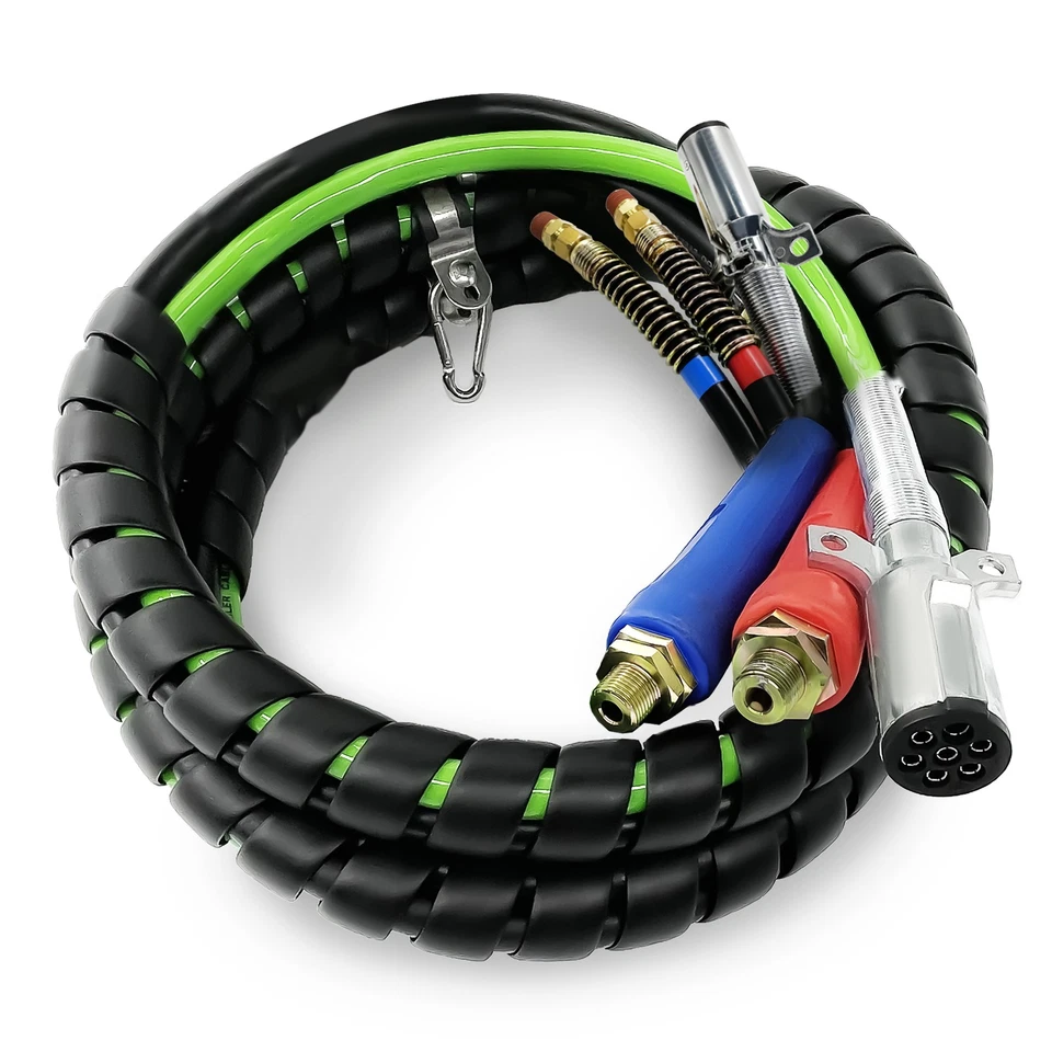 15ft 3 in 1 ABS & Air Line Hose Wrap 7 Way Electrical Cable Semi Truck Trailer - Изображение 1 из 4
