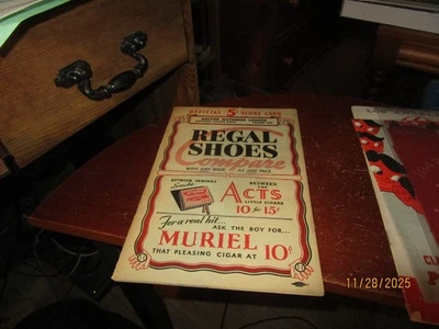 Tarjeta de puntuación de béisbol 1938 de los Boston Braves contra los Cincinnati Reds ¡RARA! Foto 1 de 4