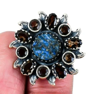 Labradorite drusy Gemstone Solid Sterling Silver Elegant Statement Ring Jewelry - Picture 1 of 7