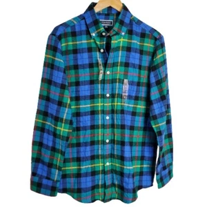 New Club Room Plaid Blue Green Flannel Button Down Long Sleeve Top Size Small - Picture 1 of 12