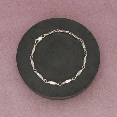 sterling silver 3mm flat bar link chain bracelet size 8in - Image 1 of 3