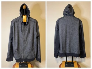 Rock & Republic Distressed Weave Grunge Hoodie Mens XXL Zip Pockets Gray Black - Picture 1 of 11
