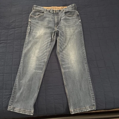 Pantalones de mezclilla para hombre Duluth Trading Co 36x30 azules salón doble flexibilidad muy buen estado  Foto 1 de 4