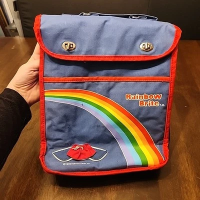 VINTAGE 1983 Rainbow Brite Bright Mini Backpack Book Bag Canvas Tote - Image 1 of 4