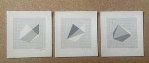 HANS DIETER SCHRADER ABSTRACT GREY CONCRETE ART PRINT GEOMETRIC VINTAGE LIMITED - Picture 1 of 4