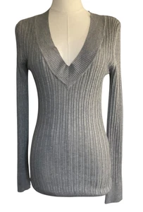 No Boundaries Sweater Womens Large Gray Ribbed Knit Long Sleeve Pullover Top - Picture 1 of 9