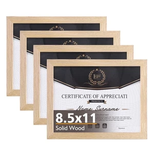 8.5x11 Picture Frame Natural, Solid Wood Diploma Frames with Acrylic Plexigla... - Picture 1 of 6