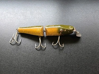 Vintage Creek Chub Natural Perch Baby Jointed Pikie Lure Glass Eyes #3 - Image 1 of 4