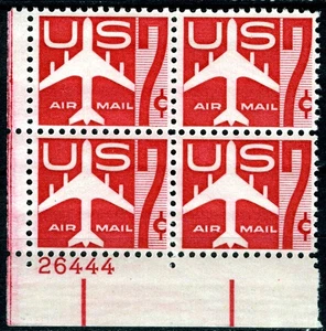 SC# C60 - 1960 7¢ - Jet - Bloque de 4 placas nunca bisagras como nuevo - Imagen 1 de 1