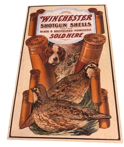 home decor  shotgun shells powders quail hunting dog metal tin sign 10” X 17.5” - Picture 1 of 3