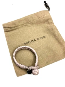 BOTTEGA VENETA VINTAGE INTRECCIATO LEATHER BANGLE BRACELET LOGO LAVENDER ITALY - Picture 1 of 13