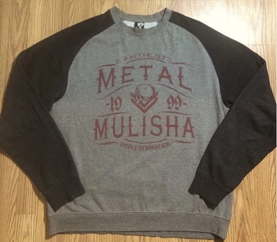 Vintage 90s Metal Mulisha Mens L Crewneck Sweatshirt Raglan Sleeve Skull Logo - Image 1 of 4