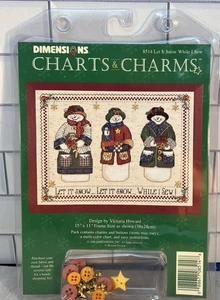 Dimensions Charts & Charms “Let It Snow While I Sew” Snowmen Chart #8514 New - Picture 1 of 3