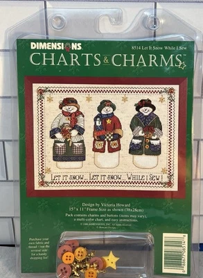 Dimensions Charts & Charms “Let It Snow While I Sew” Snowmen Chart #8514 New - Image 1 of 3