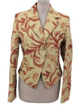 Paul Costelloe Women's Blazer Size 10 Yellow Red Floral Short Lined Used F1 - Image 1 of 4